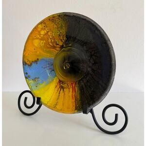 Vintage Mid-Century Modern Art Glass Bowl – Fused Glass Decorative Dish